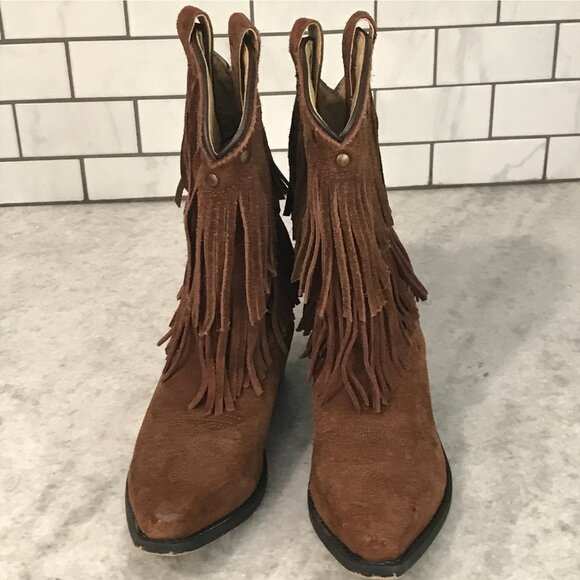 Smoky Mountain Boots Western Boots Youth Size 2 Brown Suede Fringe Cowgirl - Picture 3 of 7